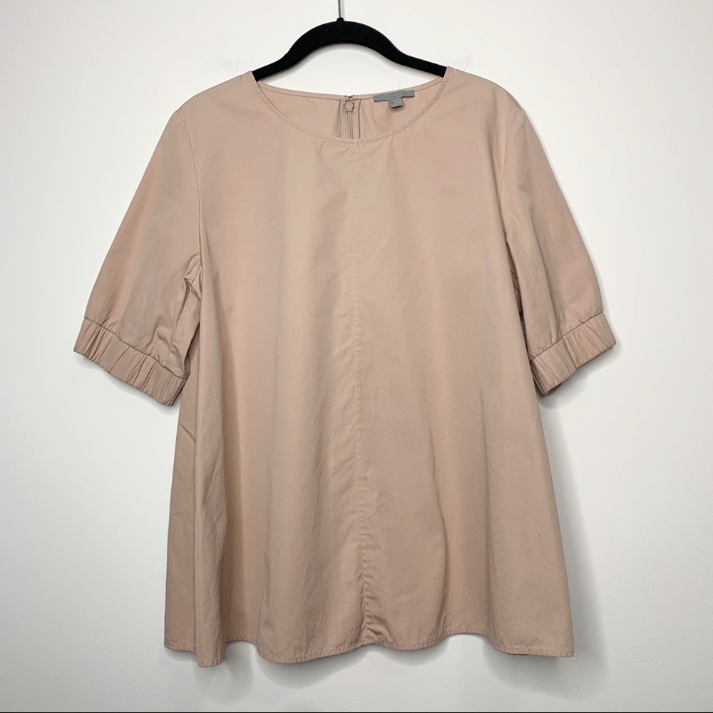 COS Blush Pink Boxy Cotton Blouse Elastic Sleeves